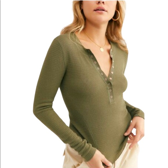 Free People Tops - Free People One of The Girls Thermal Henley Top